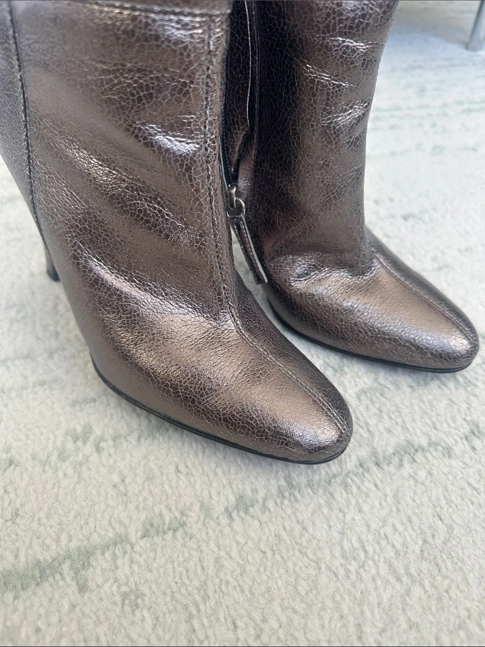 Giuseppe Zanotti Metallic Brown Knee-High Leather Stiletto Boots